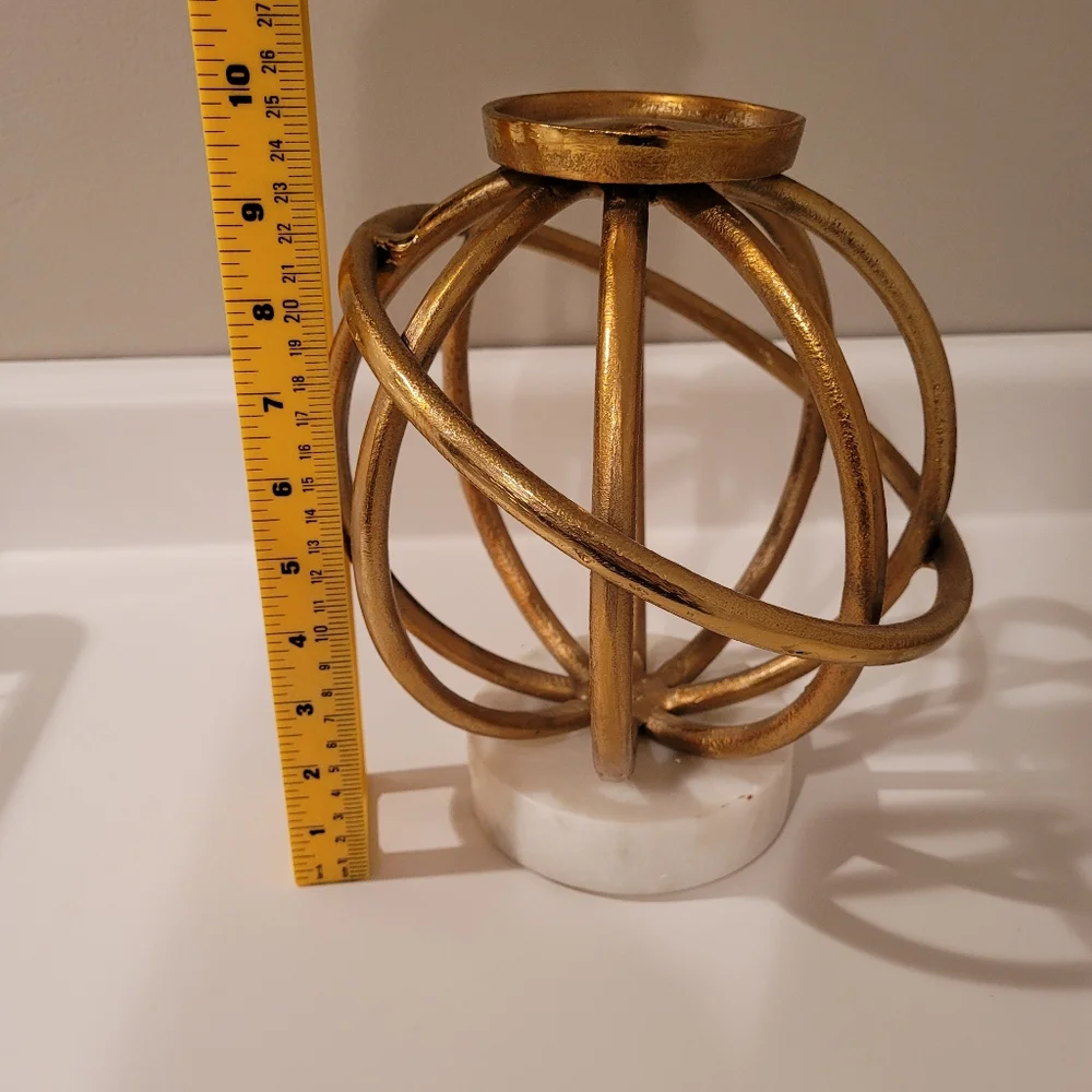 Marble & metal orb candle holder